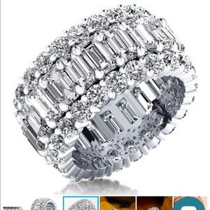 Italo Wide Band White Sapphire & Sterling 925 Ring